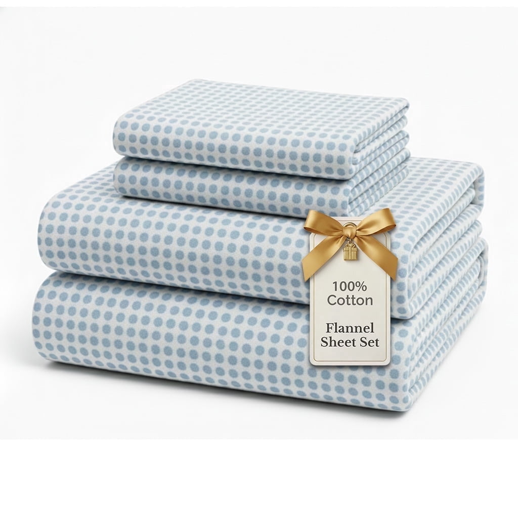 Flannel Sheet Set cp-gallery: color=Polka Dot Blue; size=King