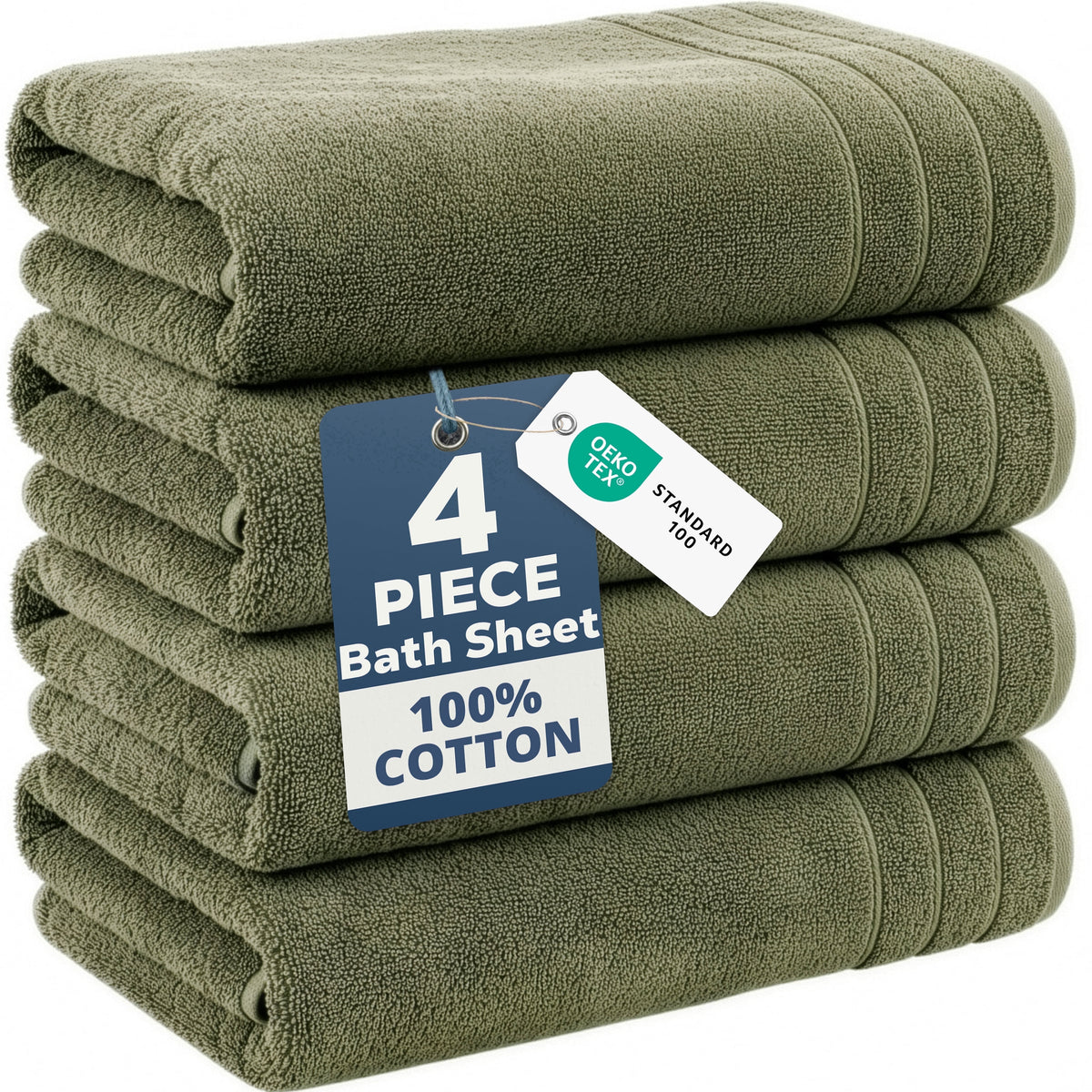 4-Piece Oversized Bath Sheets Set cp-gallery: color=Oil Green; size=4 Piece Set