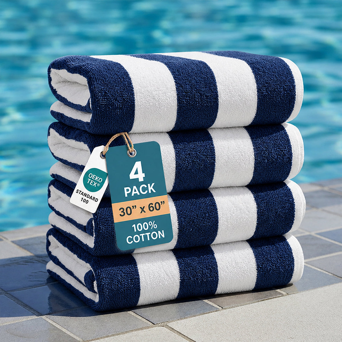 4-Piece Cabana Beach Towel Set cp-gallery: color=Blue; size=4 Piece Set