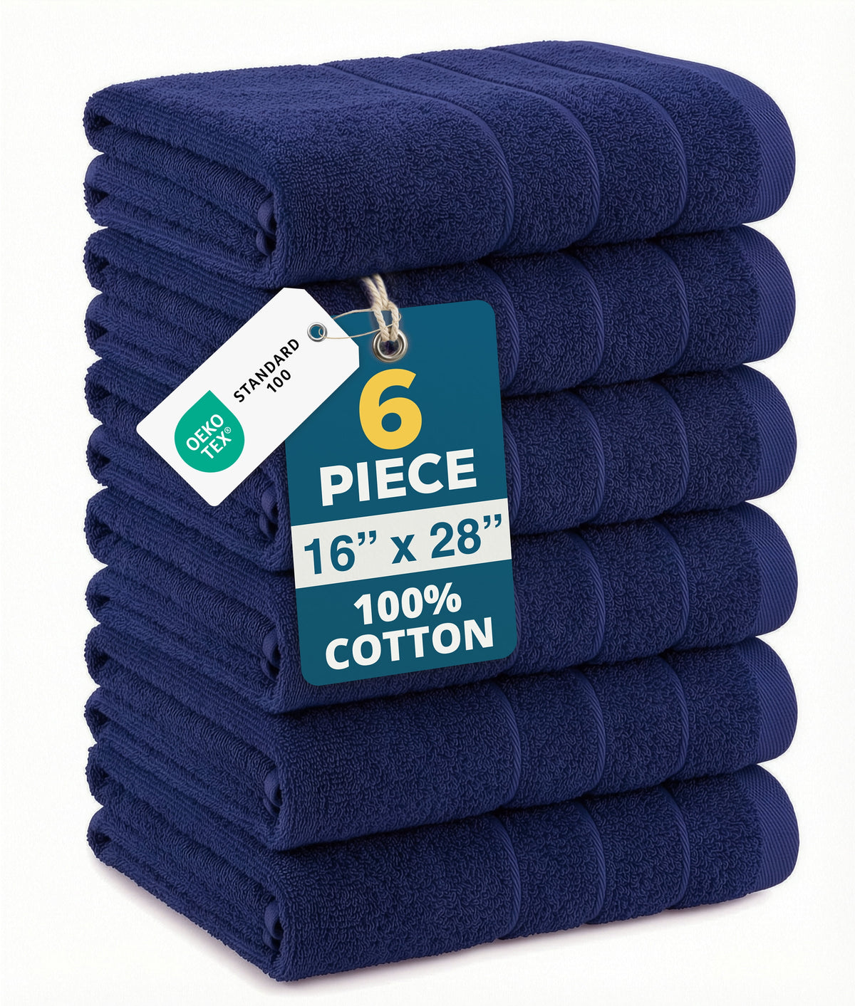 6-Piece Cotton Hand Towels Set cp-gallery: color=Navy; size=6 Piece Set