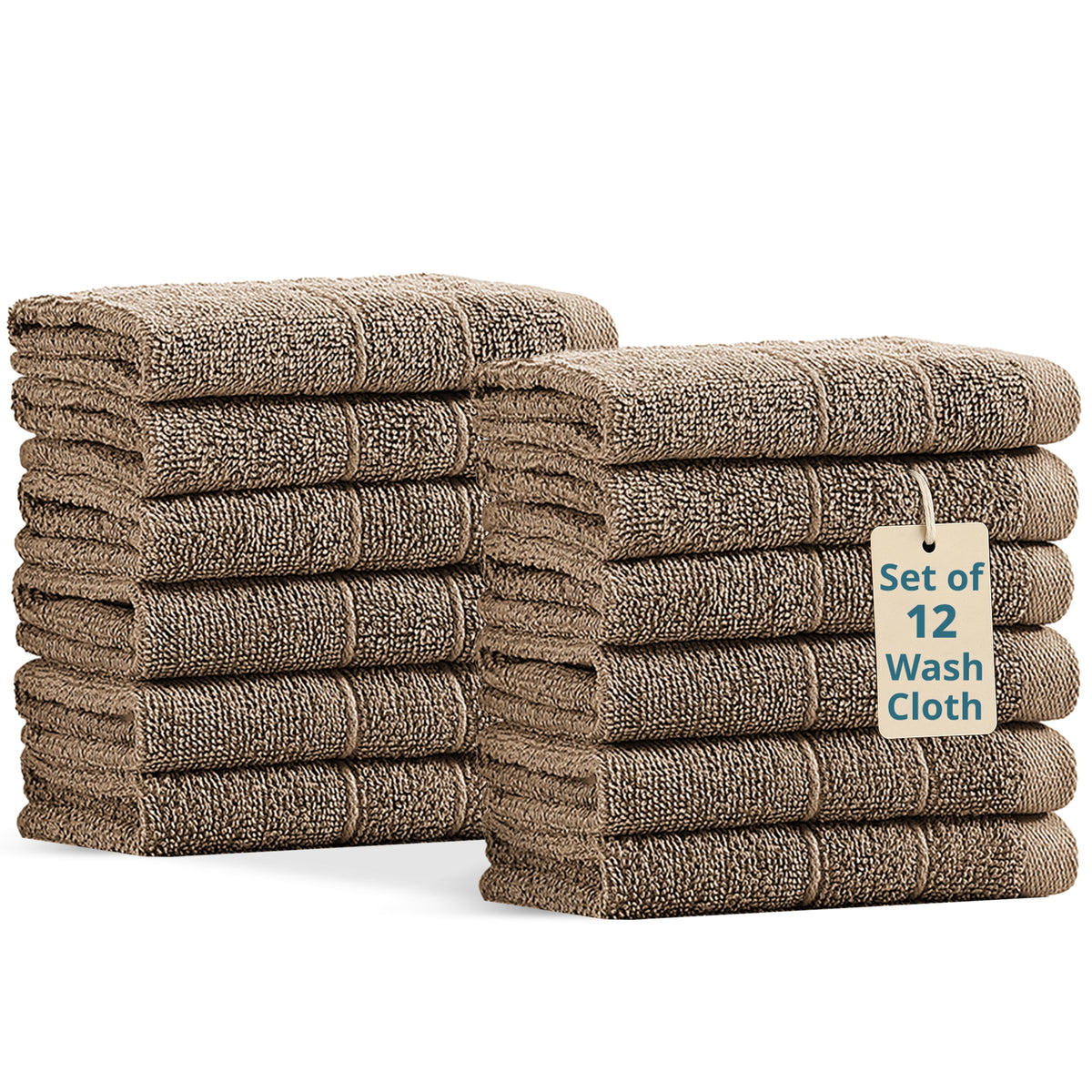 12-Piece Cotton Washcloths Set cp-gallery: color=Taupe; size=12 Piece Set